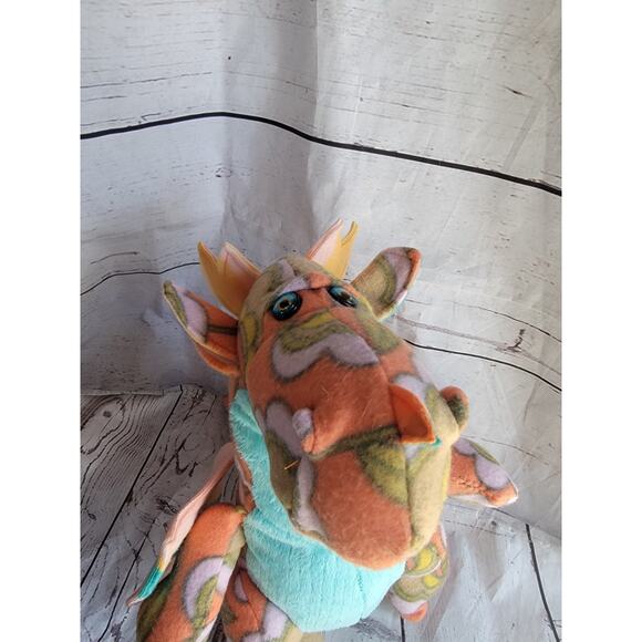 Dragon Stuffed Animal Plush 13in Tall Floral Pattern Possibly Handmade - Picture 2 of 9